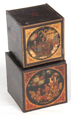 Lot 607 - TWO LATE 18TH CENTURY CHINOISERIE DECORATED...