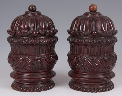 Lot 617 - A PAIR OF WILLIAM IV CARVED GADROONED TEA...