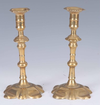 Lot 631 - A PAIR OF EARLY 18TH CENTURY SEAMED BRASS...