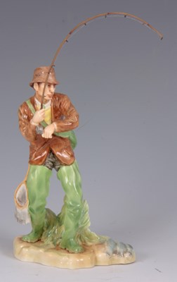 Lot 64 - A RARE ROYAL WORCESTER ANGLING FIGURE 'Fly...
