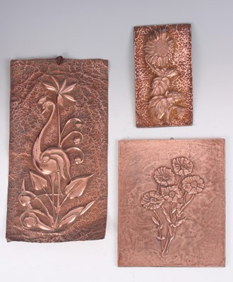 Lot 646 - AN ARTS AND CRAFTS BEATEN COPPER PANEL -...