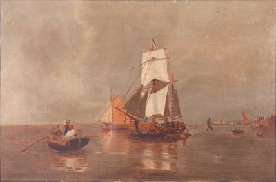 Lot 692 - A 19TH CENTURY OIL ON CANVAS An Irish seascape...