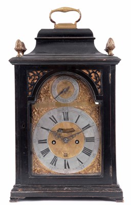 Lot 773 - A GEORGE III EBONISED ENGLISH BRACKET CLOCK...