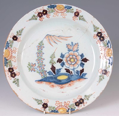 Lot 80 - AN 18TH CENTURY SHADED BLUE POLYCHROME DELFT...
