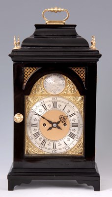 Lot 804 - AN EBONISED DOUBLE FUSEE BRACKET CLOCK the...