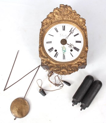 Lot 810 - A 19TH CENTURY CONTOISE FRENCH WALL CLOCK with...