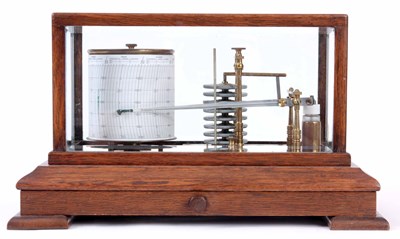 Lot 815 - A LATE 19TH CENTURY OAK BAROGRAPH having...