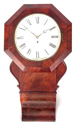 Lot 828 - A MID 19TH CENTURY FIGURED MAHOGANY DROP DIAL...