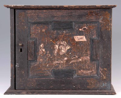 Lot 866 - A LATE 17TH CENTURY LACQUERED OAK SPICE...