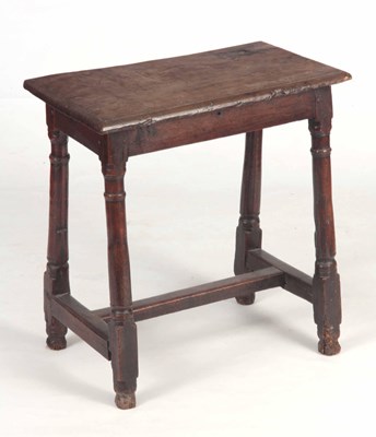 Lot 892 - A 17TH CENTURY OAK JOINT STOOL with moulded...