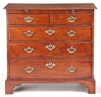 Lot 911 - AN EARLY GEORGE III MAHOGANY SMALL CHEST of...