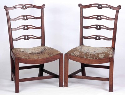 Lot 934 - A PAIR OF MID 18TH CENTURY MAHOGANY SIDE...