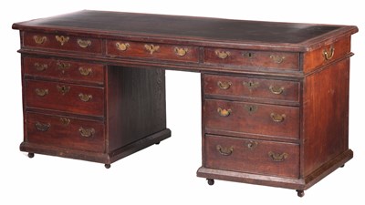 Lot 938 - A GOOD GEORGE II OAK ESTATE PEDESTAL DESK OF...