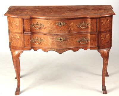 Lot 953 - A GEORGE III WALNUT AND DUTCH MARQUETRY INLAID...