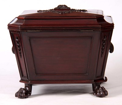 Lot 966 - A LATE REGENCY MAHOGANY SARCOPHAGUS WINE...