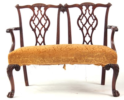 Lot 974 - A GOOD GEORGE III CHIPPENDALE STYLE TWO SEATER...