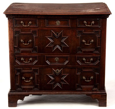 Lot 975 - A GOOD LATE 17TH CENTURY OAK MOULDED FRONT...