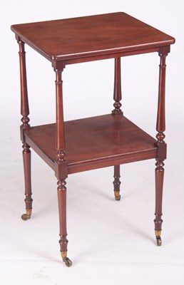 Lot 983 - A WILLIAM IV MAHOGANY SQUARE WHATNOT with...