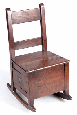 Lot 989 - AN 18TH CENTURY OAK CHILD'S ROCKING CHAIR with...