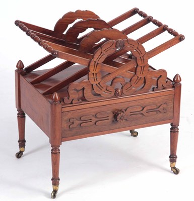 Lot 990 - A WILLIAM IV ROSEWOOD CANTERBURY with X shaped...