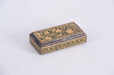 Lot 411 - A 19TH CENTURY PERSIAN SILVER GILT SNUFF BOX...