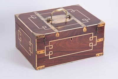 Lot 613 - AN 18TH CENTURY BRASS AND IVORY BOUND MAHOGANY...