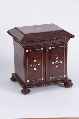 Lot 612 - A LATE 19TH CENTURY BURR YEW WOOD AND MOTHER...