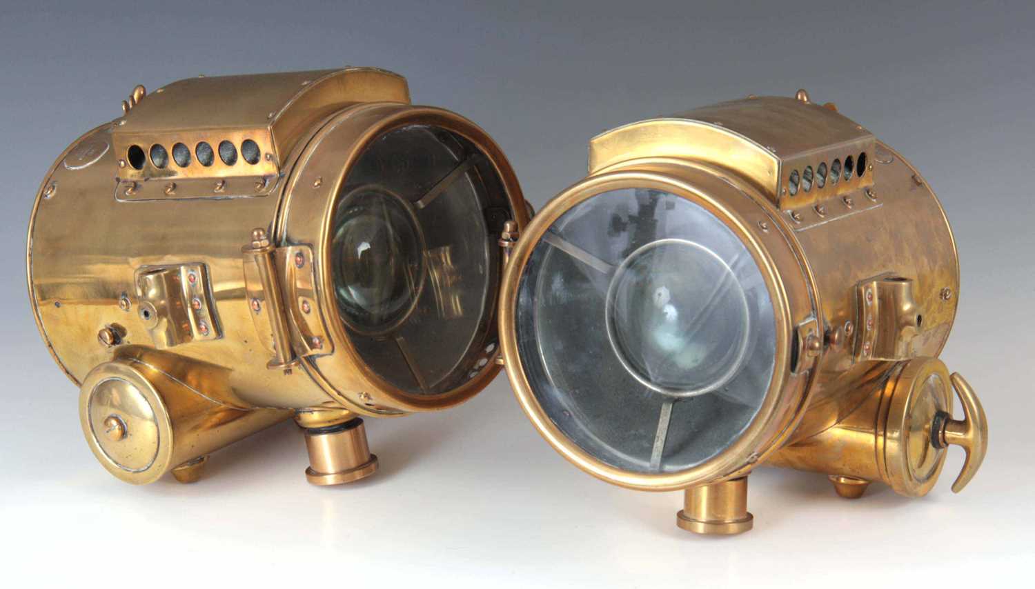 Lot 283 - A LARGE PAIR OF FRENCH BRASS SELF GENERATING...