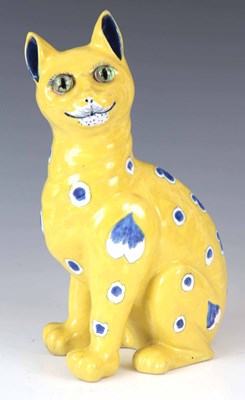 Lot 40 - AN EARLY 20th CENTURY GALLE STYLE FAIENCE CAT...