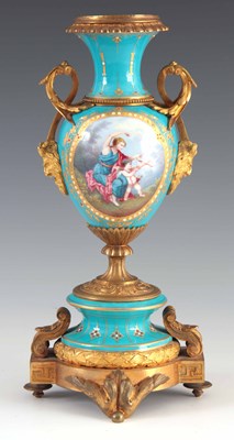 Lot 62 - A 19TH CENTURY FRENCH SEVRES ORMOLU MOUNTED...