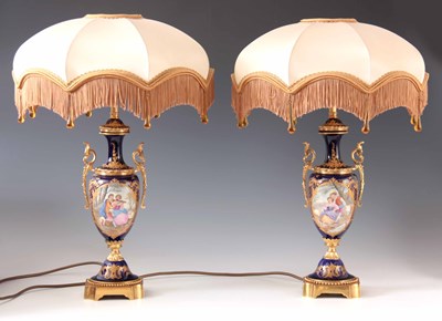 Lot 69 - A PAIR OF 20TH CENTURY SEVRES STYLE LAMPS...