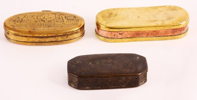 Lot 539 - THREE 19TH CENTURY BRASS TOBACCO BOXES...