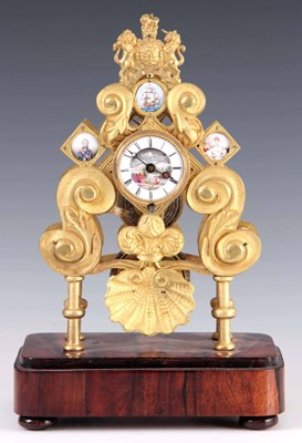 Lot 523 - A RARE AND UNUSUAL 19TH CENTURY SKELETON CLOCK...