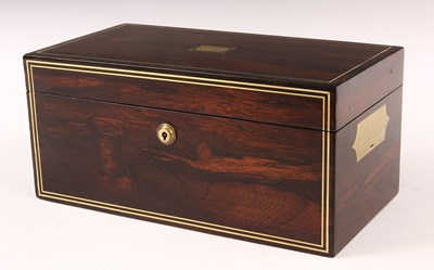 Lot 511 - A REGENCY BRASS INLAID ROSEWOOD TEA CADDY the...