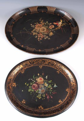 Lot 618 - A VICTORIAN GILT AND BLACK JAPANNED OVAL...