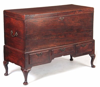 Lot 638 - AN EARLY 18TH CENTURY ELM SILVER CHEST ON...