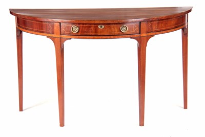 Lot 673 - A GEORGE III MAHOGANY 'D' END SERVING TABLE...