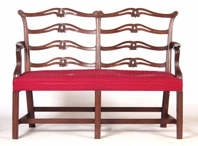 Lot 678 - A GEORGE III MAHOGANY TWO SEATER CHIPPENDALE...