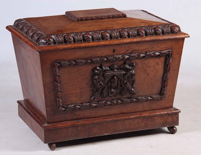 Lot 684 - A WILLIAM IV POLLARD OAK SARCOPHAGUS SHAPED...