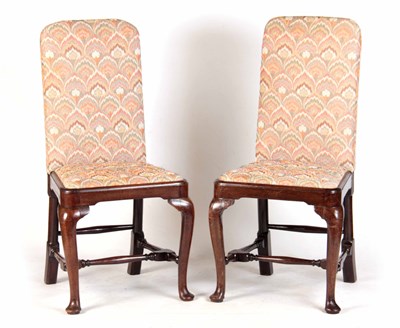 Lot 691 - A PAIR OF GEORGE II MAHOGANY UPHOLSTERED SIDE...