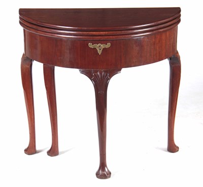 Lot 701 - A GEORGE II TRIPLE TOP D SHAPED GAMES TABLE...