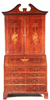 Lot 709 - A GEORGE III AND LATER MAHOGANY MARQUETRY...