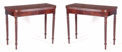 Lot 719 - A PAIR OF GEORGE III FIGURED MAHOGANY TEA...