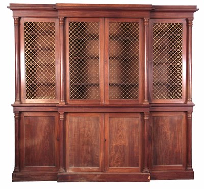 Lot 721 - AN EARLY 19TH CENTURY MAHOGANY BREAKFRONT...