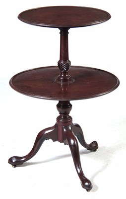 Lot 636 - A GEROGE III TWO TIER MAHOGANY DUMB WAITER...