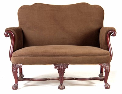 Lot 643 - A 19TH CENTURY MAHOGANY TWO SEATER UPHOLSTERED...