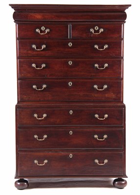 Lot 645 - AN EARLY GEORGE II SOLID WALNUT CHEST ON CHEST...