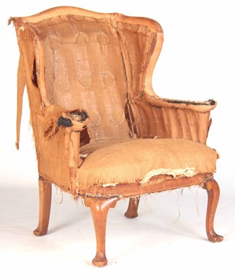 Lot 651 - A GEO I STYLE WALNUT WINGBACK ARMCHAIR with...