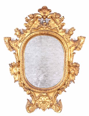 Lot 676 - AN 18TH CENTURY CARVED GILT GESSO CONTINENTAL...