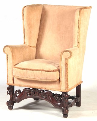 Lot 697 - A 17TH CENTURY OAK WINGBACK ARMCHAIR with...